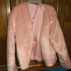 Pink faux fur jacket